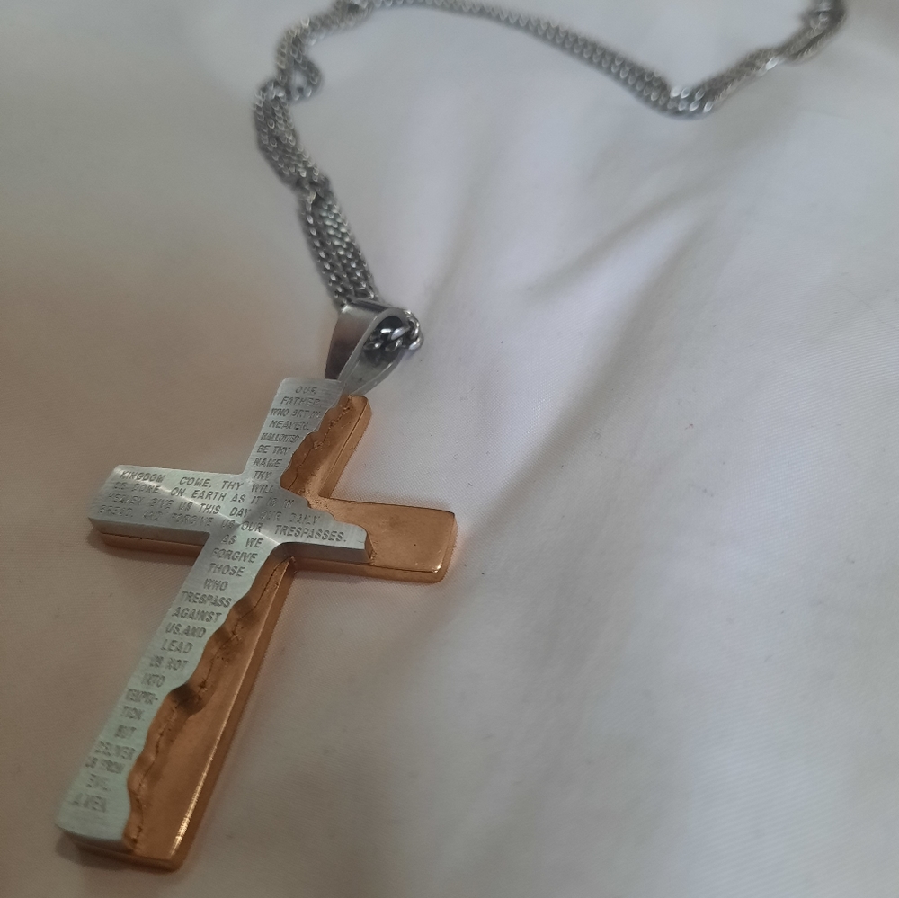 Lord's Prayer Cross w/ 24 inch chain Necklace